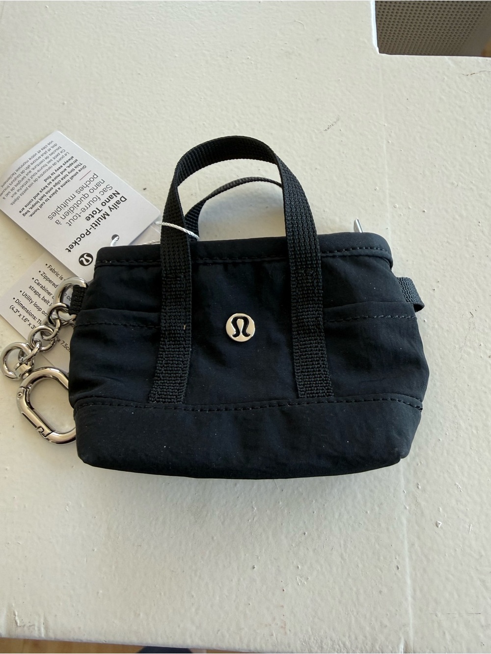 lululemon athletica Black Mini Tote Charm Multi pocket Nano